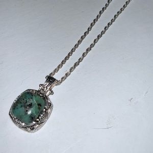 Vintage Southwestern Style 925 Green Turquoise Necklace